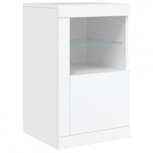 Armoire latérale avec éclairage LED blanc bois d'ingénierie