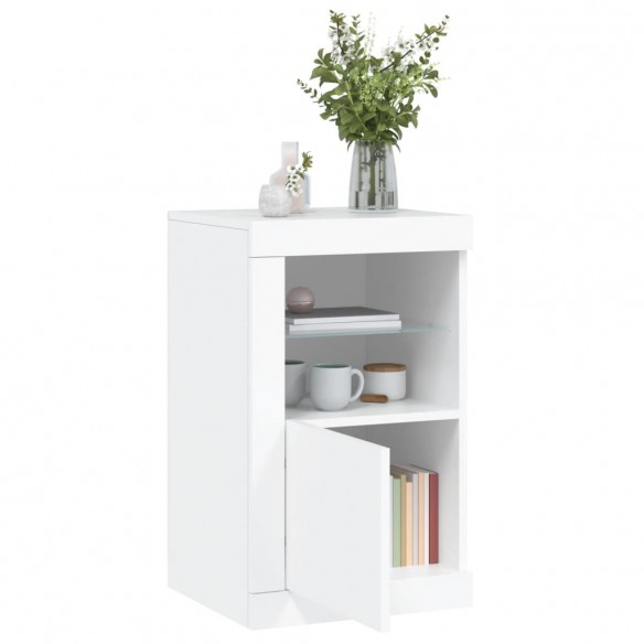 Armoire latérale avec éclairage LED blanc bois d'ingénierie