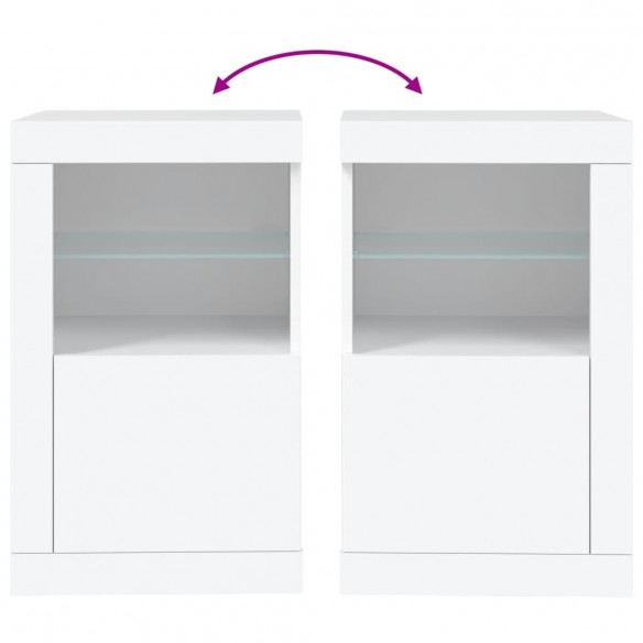 Armoire latérale avec éclairage LED blanc bois d'ingénierie