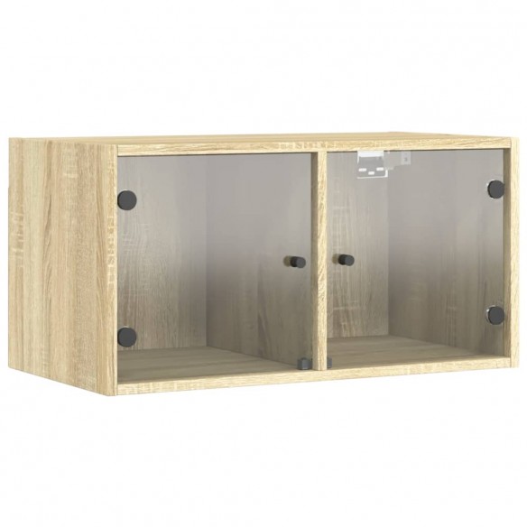 Armoire murale avec portes en verre chêne sonoma 68,5x37x35 cm