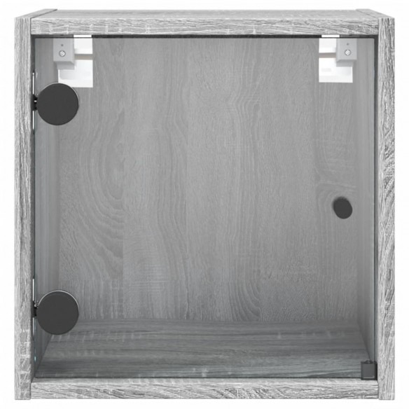 Tables de chevet et portes vitrées 2pcs sonoma gris 35x37x35cm