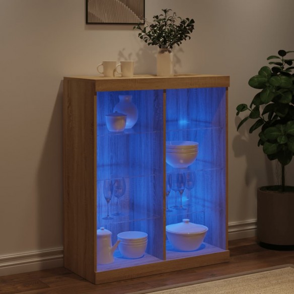 Buffet avec lumières LED chêne sonoma 81x37x100 cm