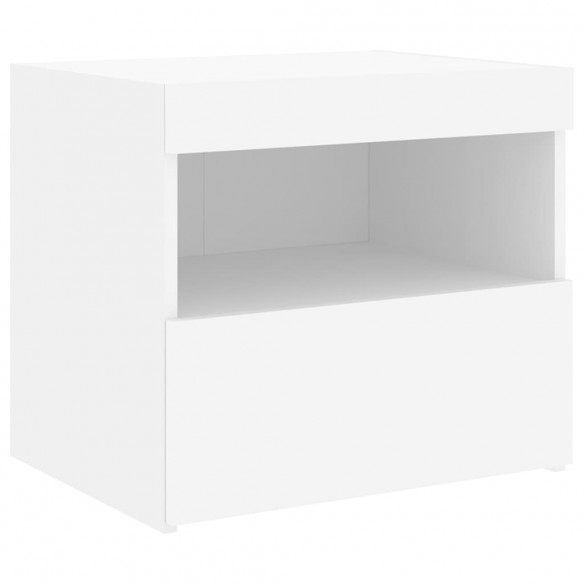 Table de chevet avec lumières LED blanc 50x40x45 cm