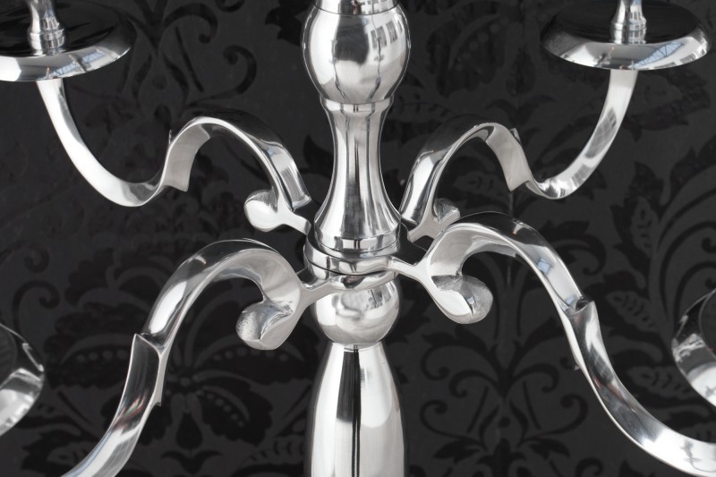 Chandelier 120 cm design 5 branches en aluminium argenté