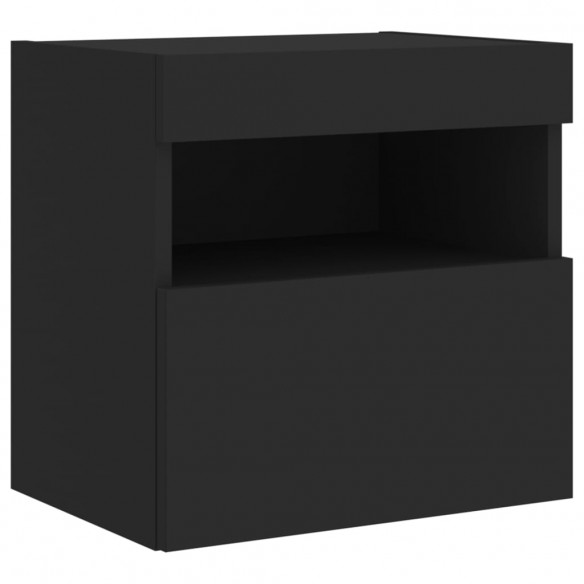 Meubles TV muraux avec lumières LED 2 pcs noir 40x30x40 cm