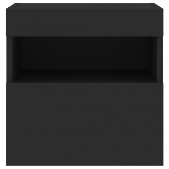 Meubles TV muraux avec lumières LED 2 pcs noir 40x30x40 cm