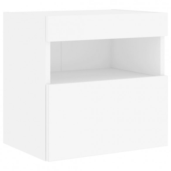 Meubles TV muraux avec lumières LED 2 pcs blanc 40x30x40 cm