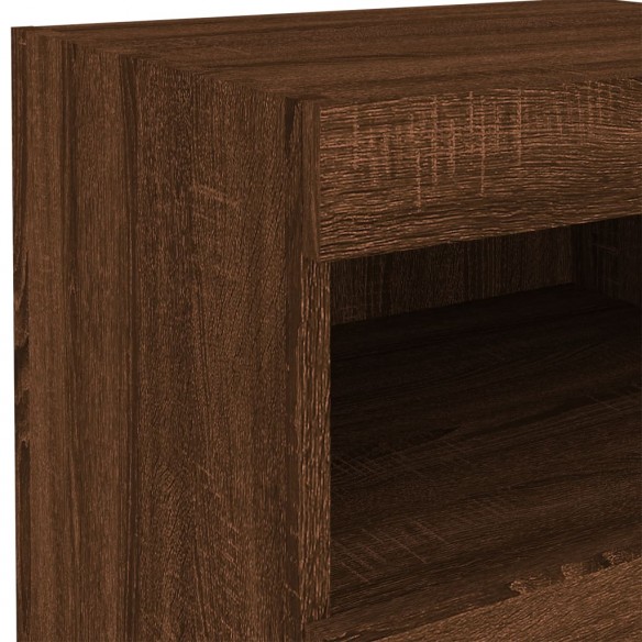 Table de chevet avec lumières LED chêne marron 50x40x45 cm
