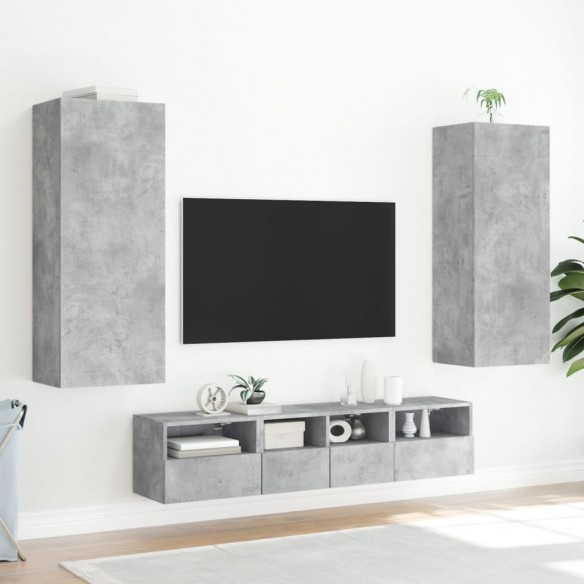 Meuble TV mural gris béton 40,5x30x102 cm bois d'ingénierie