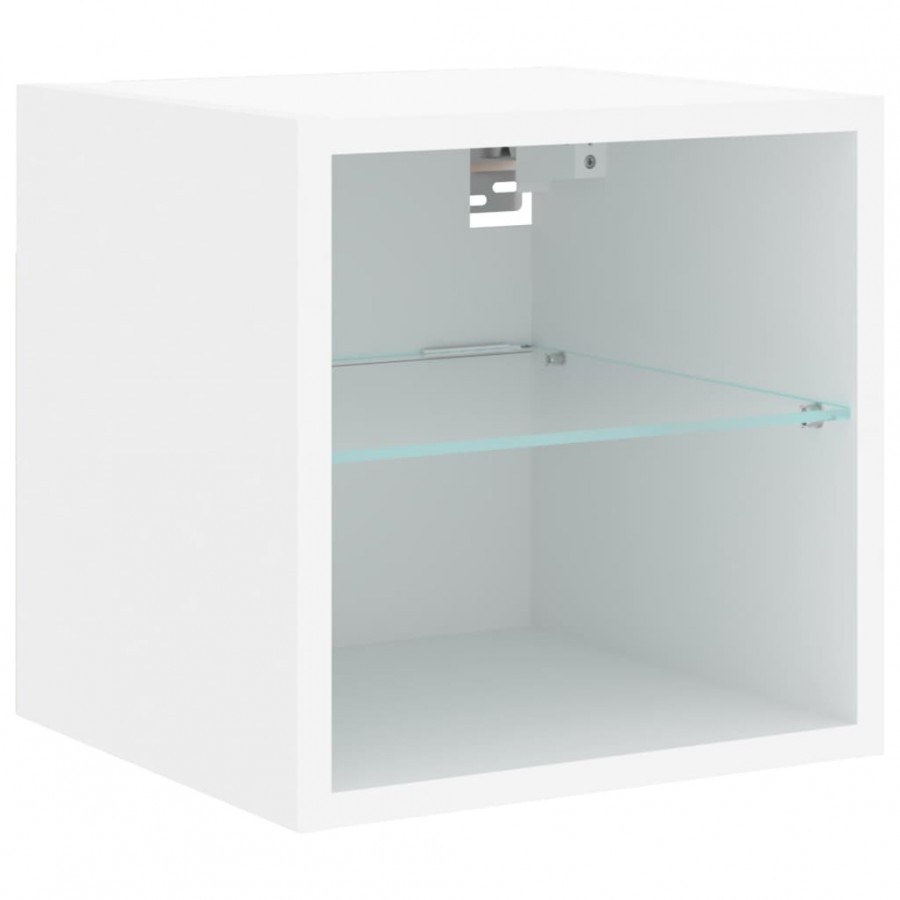 Unités murales TV avec LED 7 pcs blanc bois d'ingénierie Unités murales TV avec LED 7 pcs blanc bois d'ingénierie