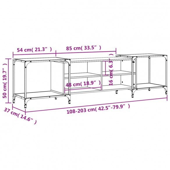 Meuble TV chêne sonoma 203x37x50 cm bois d'ingénierie