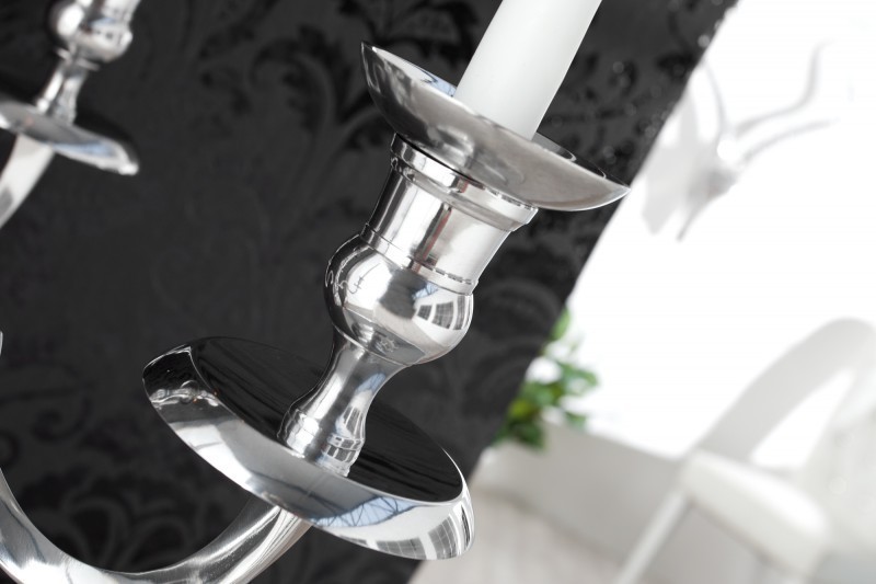 Chandelier 120 cm design 5 branches en aluminium argenté