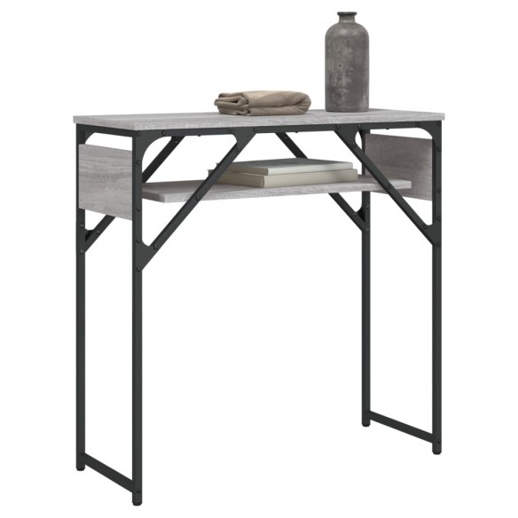 Table console avec étagère sonoma gris 75x30x75 cm