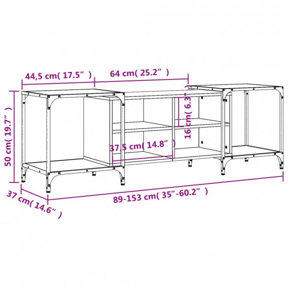 Meuble TV chêne sonoma 153x37x50 cm bois d'ingénierie