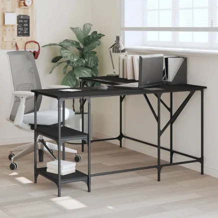Bureau noir 139x139x75 cm bois d'ingénierie