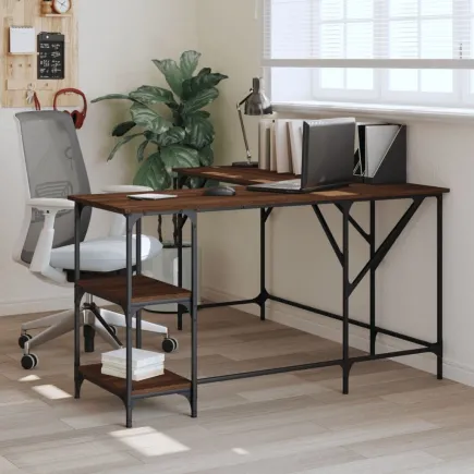 Bureau chêne marron 139x139x75 cm bois d'ingénierie
