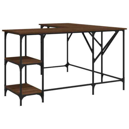 Bureau chêne marron 139x139x75 cm bois d'ingénierie 2