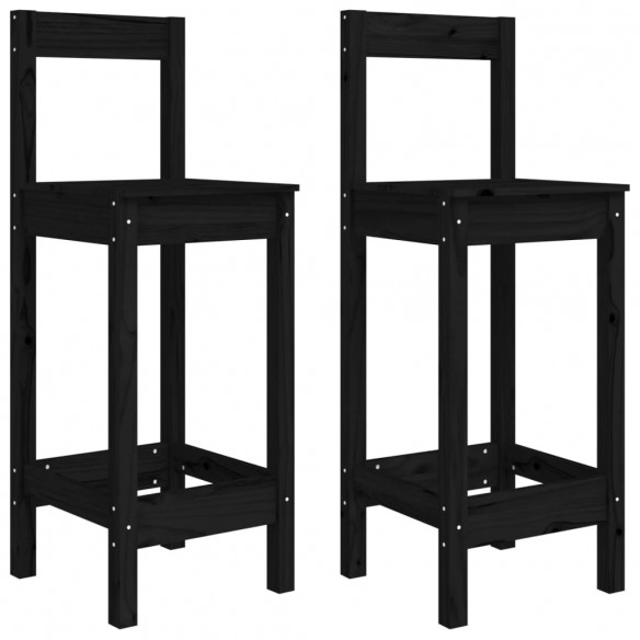 Ensemble de bar 3 pcs Noir Bois de pin massif