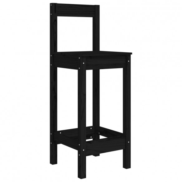 Ensemble de bar 3 pcs Noir Bois de pin massif