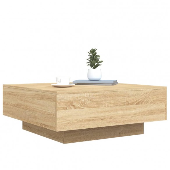 Table basse chêne sonoma 80x80x31 cm bois d'ingénierie
