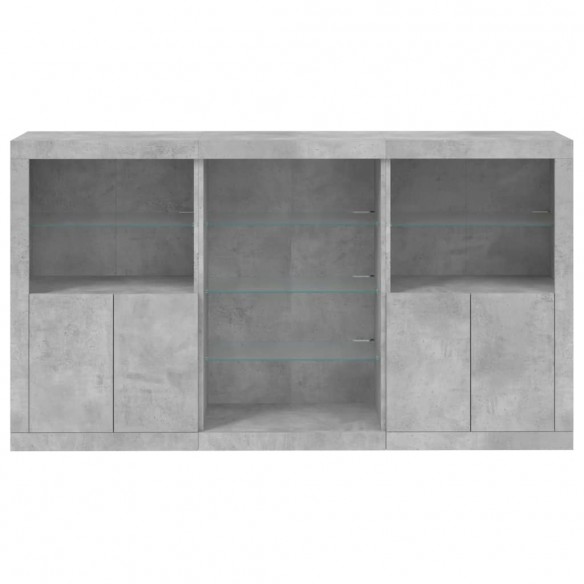 Buffet avec lumières LED gris béton 181,5x37x100 cm