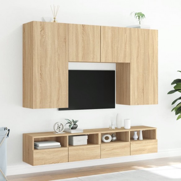 Meuble TV mural chêne sonoma 100x30x30 cm bois d'ingénierie