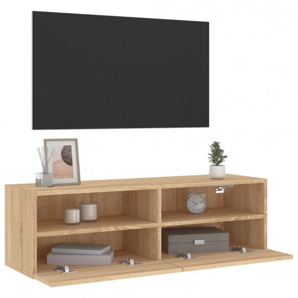 Meuble TV mural chêne sonoma 100x30x30 cm bois d'ingénierie