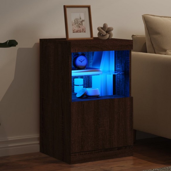 Buffet avec lumières LED chêne marron 41x37x67 cm