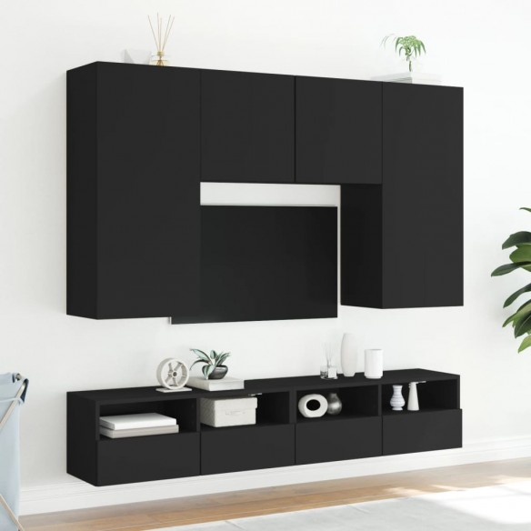 Meuble TV mural noir 100x30x30 cm bois d'ingénierie