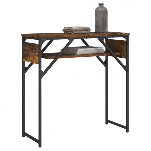 Table console avec étagère chêne fumé 75x30x75 cm