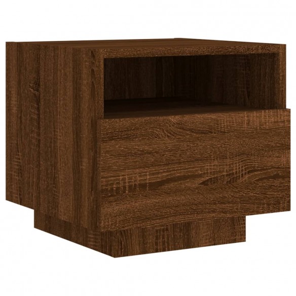 Table de chevet avec lumières LED chêne marron 40x39x37 cm