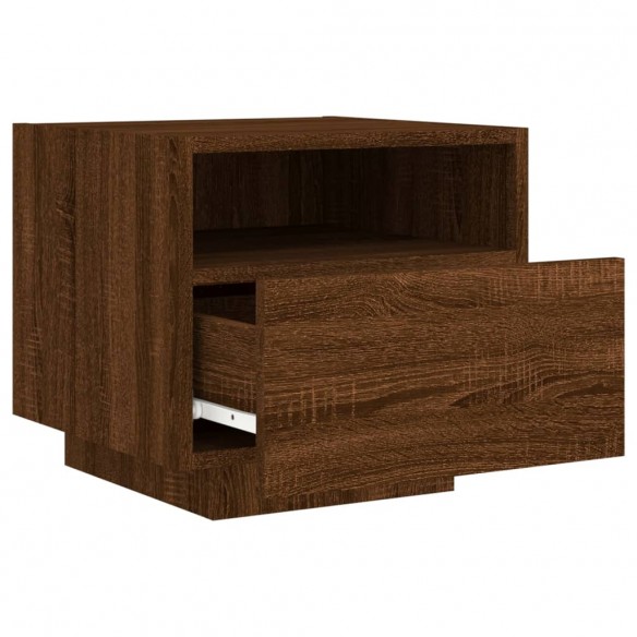 Table de chevet avec lumières LED chêne marron 40x39x37 cm