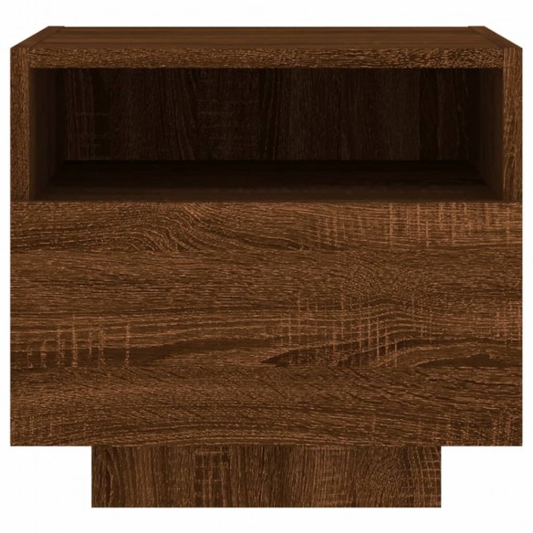 Table de chevet avec lumières LED chêne marron 40x39x37 cm