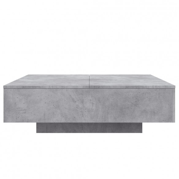 Table basse avec lumières LED gris béton 100x100x31 cm