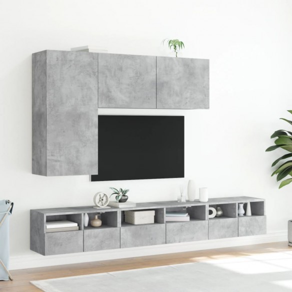 Meuble TV mural gris béton 100x30x41 cm
