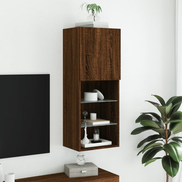 Meuble TV avec lumières LED chêne marron 40,5x30x102 cm