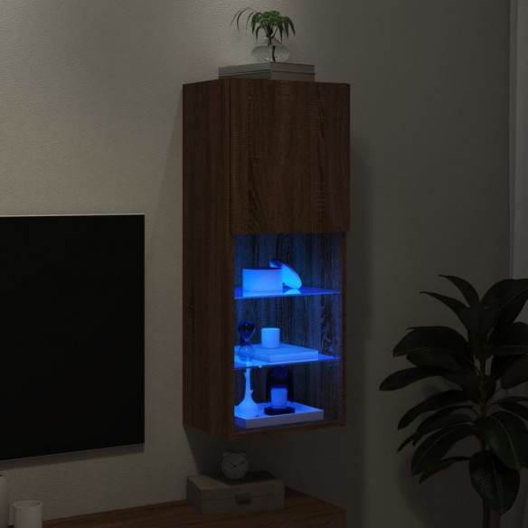 Meuble TV avec lumières LED chêne marron 40,5x30x102 cm