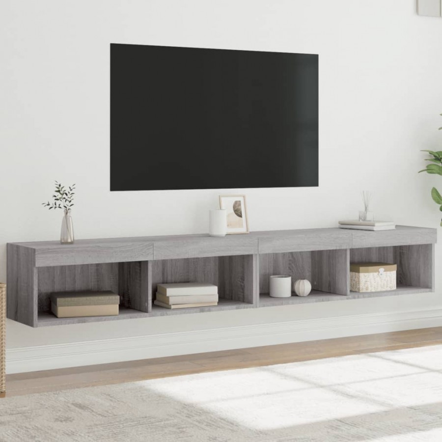 Meubles TV avec lumières LED 2 pcs sonoma gris 100x30x30 cm