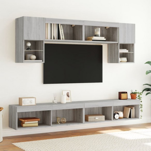 Meubles TV avec lumières LED 2 pcs sonoma gris 100x30x30 cm