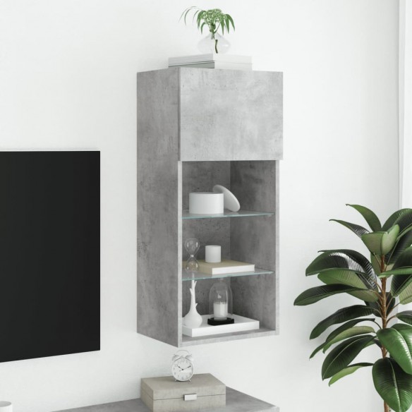 Meuble TV avec lumières LED gris béton 40,5x30x90 cm