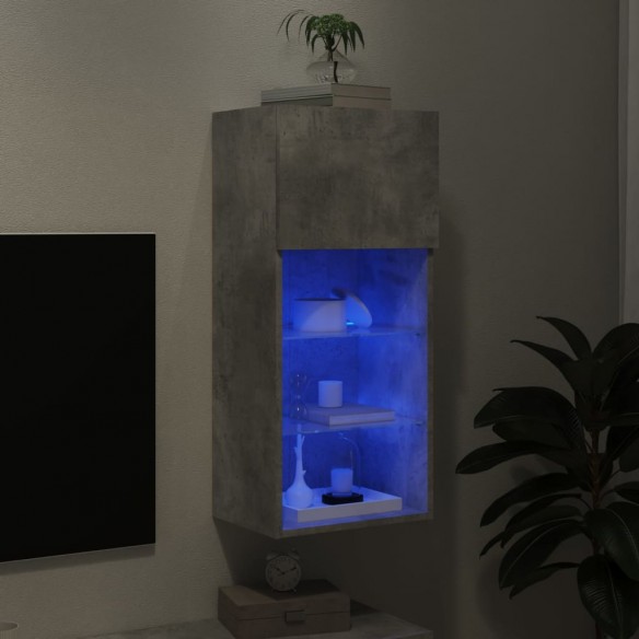 Meuble TV avec lumières LED gris béton 40,5x30x90 cm