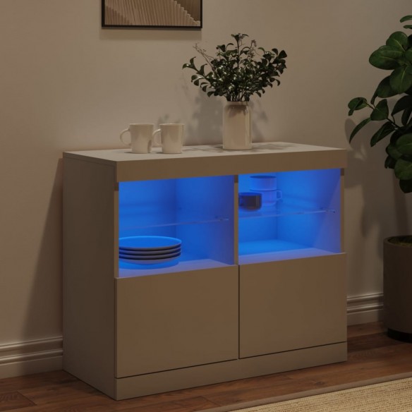 Buffet avec lumières LED blanc 81x37x67 cm