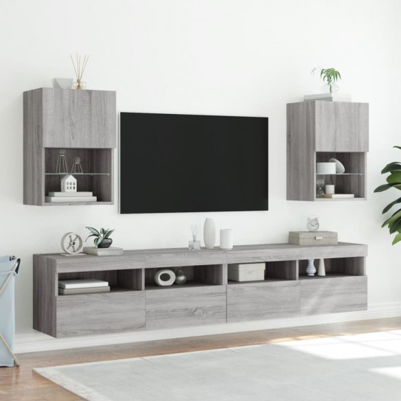 Meubles TV avec lumières LED 2 pcs sonoma gris 40,5x30x60 cm