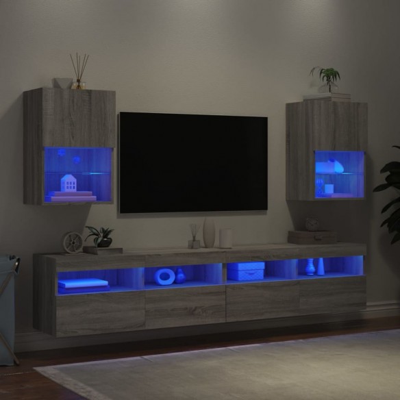Meubles TV avec lumières LED 2 pcs sonoma gris 40,5x30x60 cm