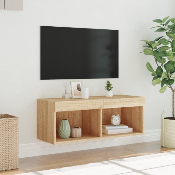 Meuble TV avec lumières LED chêne sonoma 80x30x30 cm