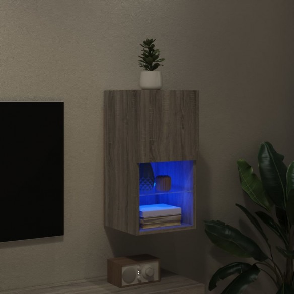 Meuble TV avec lumières LED sonoma gris 30,5x30x60 cm