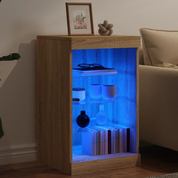 Buffet avec lumières LED chêne sonoma 41x37x67 cm