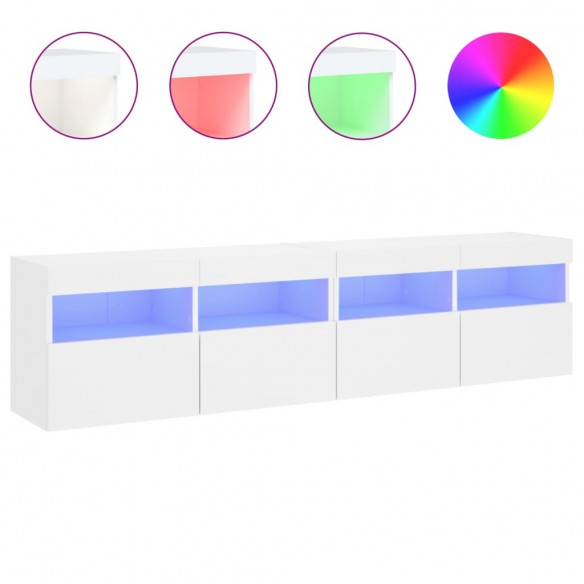 Meubles TV muraux avec lumières LED 2 pcs blanc 80x30x40 cm