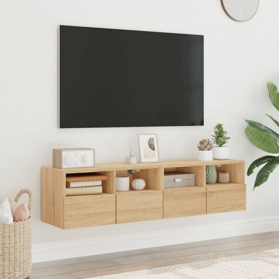 Meubles TV muraux 2 pcs chêne sonoma 60x30x30cm bois ingénierie