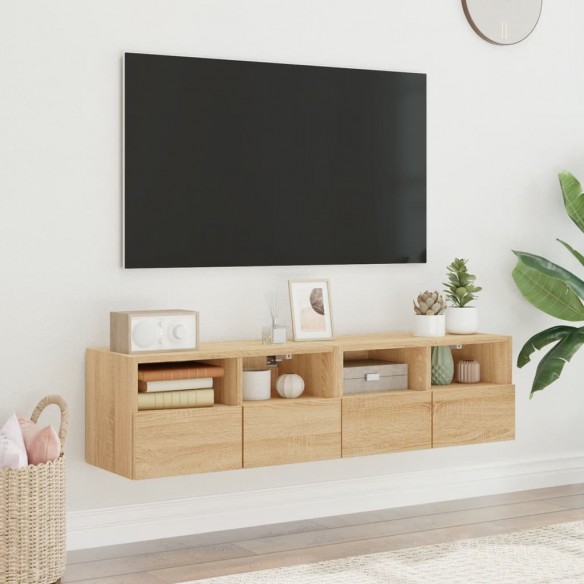 Meubles TV muraux 2 pcs chêne sonoma 60x30x30cm bois ingénierie